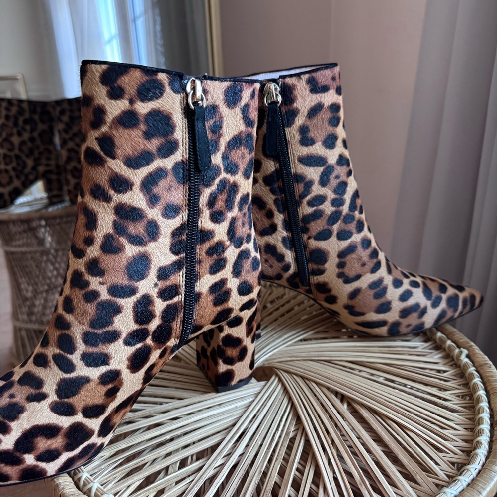 J. Crew Leopard Calf Hair Pointed Toe Boots Size 6.5 - Picture 5 of 9